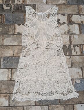 Solitaire Women’s Large White Sleeveless Shift Dress Boho Summer Casual L